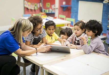Children learning English through lively activities